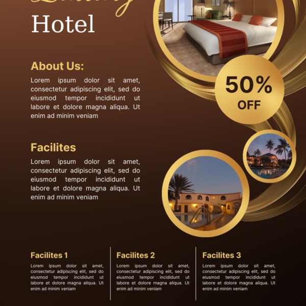 Brown Gold Modern Hotel Flyer Premium DigiMark